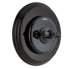 Interrupteur, Garby Colonial, Simple, Porcelaine noir, Va-et-vient x1, Porcelaine noir, L6,45cm, H6,45cm - Fontini