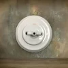 Interrupteur, Garby Colonial, Simple, Porcelaine blanc, Va-et-vient x1, Porcelaine blanc, L6,45cm, H6,45cm - Fontini