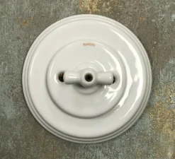 Interrupteur, Garby Colonial, Simple, Porcelaine blanc, Va-et-vient x1, Porcelaine blanc, L6,45cm, H6,45cm - Fontini