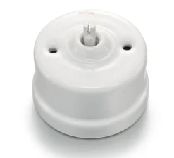 Interrupteur, Garby, Va-et-vient x1, Sans passe-câble, Porcelaine blanc, L6,6cm, H6,6cm - Fontini