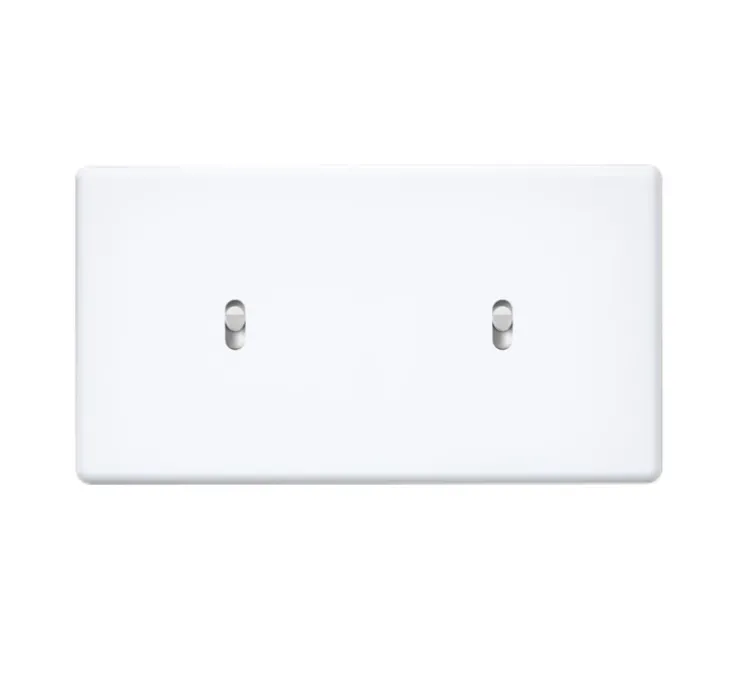 Interrupteur, Hitera, Double horizontal, Blanc soft touch, Va-et-vient ou poussoir x1 et Va-et-vient ou poussoir x1, Blanc, L15,6cm, H8,5cm - Modelec