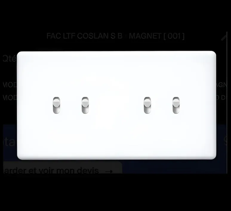 Interrupteur*Modelec Interrupteur, Hitera, Double horizontal, Blanc soft touch, Va-et-vient ou poussoir x2 et Va-et-vient ou poussoir x2, Blanc, L15,6cm, H8,5cm -