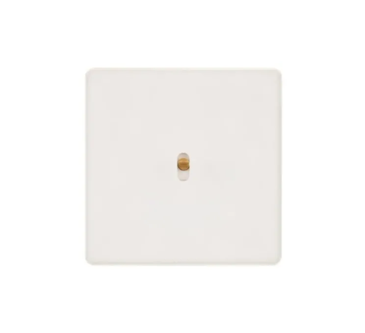 Interrupteur, Hitera, Simple, Blanc soft touch, Permutateur x1, Laiton, L8,5cm, H8,5cm - Modelec