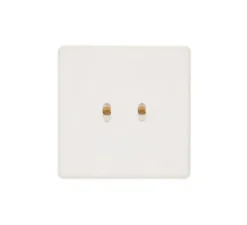 Interrupteur, Hitera, Simple, Blanc soft touch, Volet roulant poussoir x2, Laiton, L8,5cm, H8,5cm - Modelec