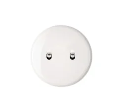 Interrupteur, Iris, Simple, Porcelaine blanc, Va-et-vient ou poussoir x2, Blanc, L8cm, H8cm - Modelec
