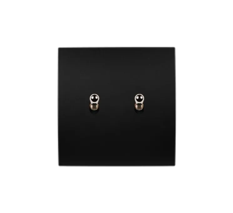 Interrupteur, Karo, Simple, Noir satin, Va-et-vient ou poussoir x2, Acier, L8cm, H8cm - Modelec