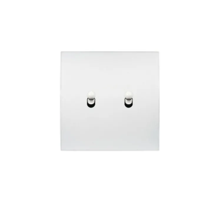 Interrupteur, Karo, Simple, Blanc satin, Va-et-vient ou poussoir x2, Blanc, L8cm, H8cm - Modelec