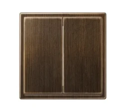 Interrupteur, LS 990, Simple, Laiton ancien, Va-et-vient x1, Poussoir x1, Laiton ancien, L8,1cm, H8,1cm - Jung