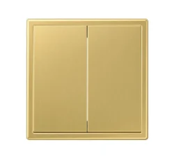 Interrupteur, LS 990, Simple, Laiton doré, Va-et-vient x1, Poussoir x1, Laiton doré, L8,1cm, H8,1cm - Jung