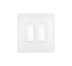 Interrupteur, M, Simple, Blanc mat, Va-et-vient ou poussoir x2, Blanc, L8cm, H8cm - Modelec