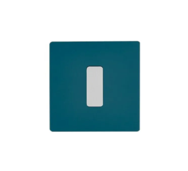 Interrupteur, M, Simple, Bleu gris mat, Va-et-vient ou poussoir x1, Nickel sablé, L8cm, H8cm - Modelec