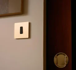 Interrupteur, M, Simple, Laiton brossé, Va-et-vient ou Poussoir x1, Noir, L8cm, H8cm - Modelec