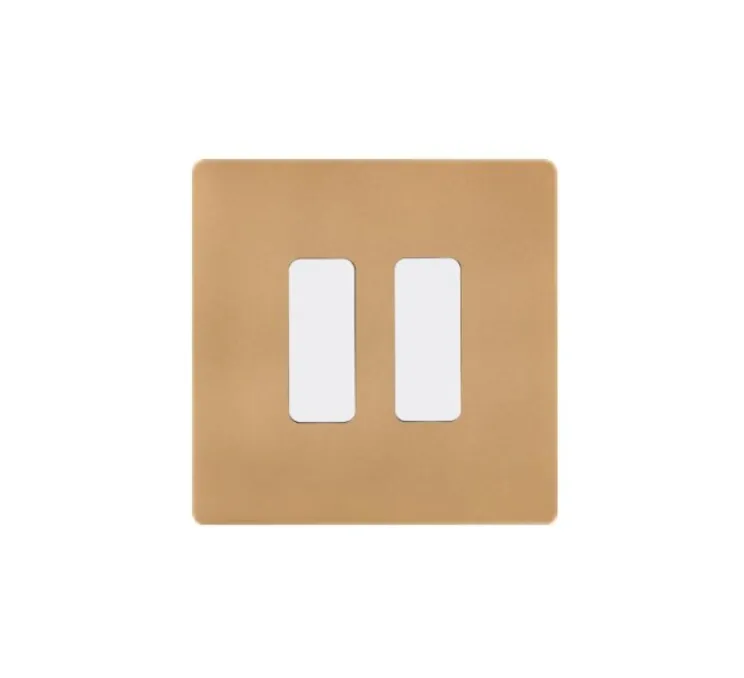 Interrupteur, M, Simple, Laiton sablé, Va-et-vient ou poussoir x2, Blanc, L8cm, H8cm - Modelec