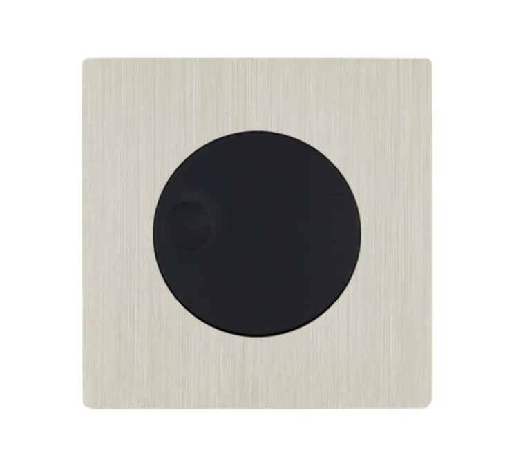 Interrupteur, M, Simple, Nickel brossé, Variateur rotatif x1, Noir, L8cm, H8cm - Modelec