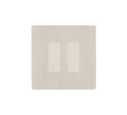 Interrupteur, M, Simple, Nickel brossé, Volet roulant poussoir x2, Nickel brossé, L8cm, H8cm - Modelec