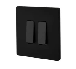Interrupteur, M, Simple, Noir mat, Va-et-vient ou poussoir x2, Noir, L8cm, H8cm - Modelec