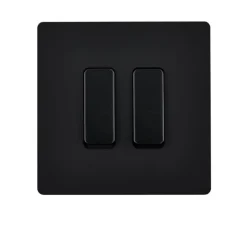 Interrupteur, M, Simple, Noir mat, Va-et-vient ou poussoir x2, Noir, L8cm, H8cm - Modelec
