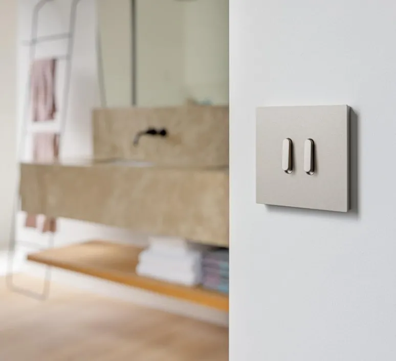 Interrupteur*Niko Interrupteur, Rocker, Simple, Steel champagne coated, Va-et-vient x2, Steel champagne coated, L9,5cm, H9,5cm -