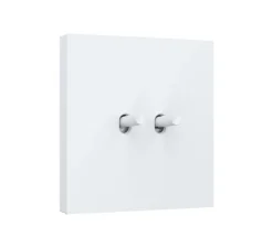Interrupteur*Niko Interrupteur, Toggle, Simple, Steel white coated, Va-et-vient x2, Steel white coated, L9,5cm, H9,5cm -