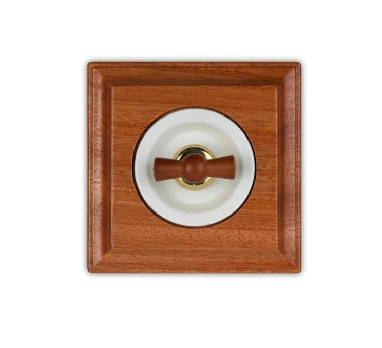 Interrupteur, Venezia, Simple, Hêtre, Va-et-vient x1, Hêtre, L9cm, H9cm - Fontini