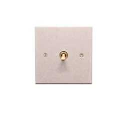 Interrupteur, Vertbois, Prêt à peindre, Simple, Gris clair, Poussoir x1, Laiton, L8cm, H8cm - 6ixtes