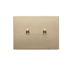 Interrupteur, Vintage, Simple, Or satiné, Poussoir x2, Or satiné, L12,5cm, H9,5cm - Vimar