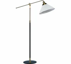 Lampadaire, 349, Laiton, abat-jour feuille d'aluminium, blanc, Ø55cm, H158cm - Le Klint