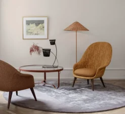 Lampadaire*Gubi Lampadaire, 9602, saule, osier, laiton, Ø63cm, H152cm - marron, laiton