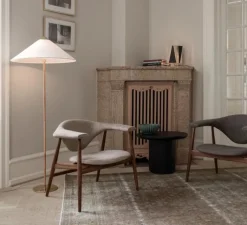 Lampadaire*Gubi Lampadaire, 9602, toile, laiton, Ø24cm, H152cm - blanc, laiton