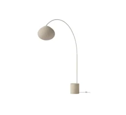 Lampadaire*Bolia Lampadaire, Acorn, , Ø50cm, H243,2cm - crème mat, abat-jour sable, base travertin, câble ambre
