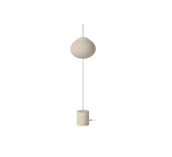 Lampadaire*Bolia Lampadaire, Acorn, , Ø50cm, H243,2cm - crème mat, abat-jour sable, base travertin, câble ambre