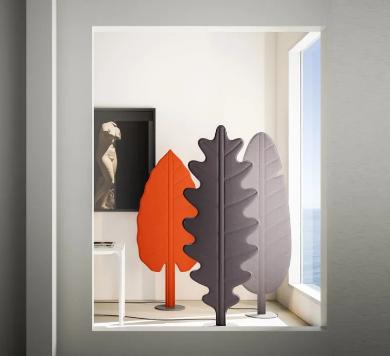 Lampadaire*Rotaliana Lampadaire acoustique, Eden F2 feuille de chêne, , LED, 2700K, 3500 lm, L70cm, H180cm - gris fumé