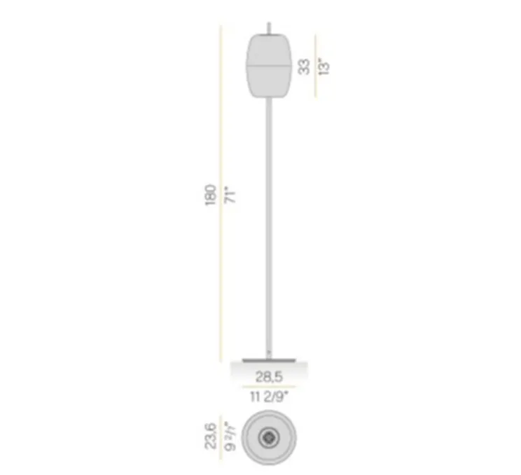 Lampadaire, Adamas, verre fumé, structure noire, LED, dim, 2700K, 624 lm, Ø28,5cm, H180cm - Panzeri