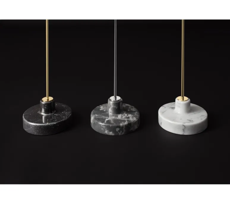 Lampadaire*Tato Italia Lampadaire, Alzabile, , LED, 2700K, 806lm, L38cm, H216cm - blanc brillant, laiton, marbre noir