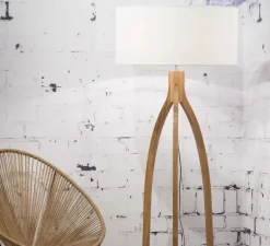 Lampadaire, Annapurna 6030, Bambou / lin blanc, H159cm - Good&Mojo
