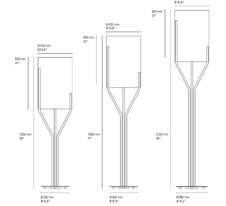 Lampadaire*CVL Lampadaire, Arborescence XL, , Ø40cm, H180cm - Blanc et laiton