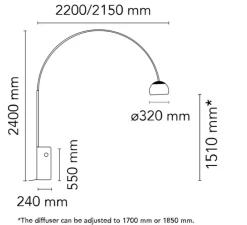 Lampadaire*Flos Lampadaire, Arco, , L24cm, H240cm - acier
