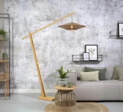 Lampadaire, Bali M, naturel et noir, L43cm, H218cm - Good&Mojo