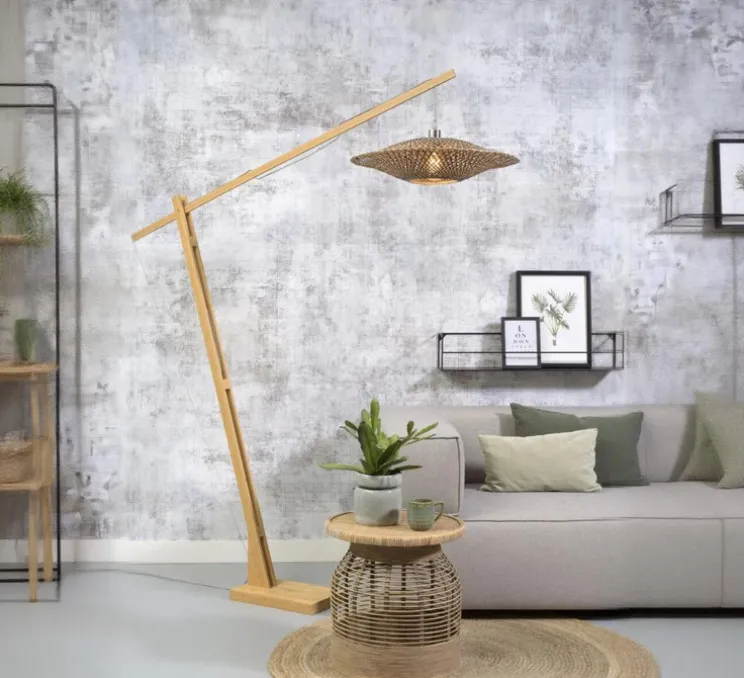 Lampadaire, Bali M, naturel et noir, L43cm, H218cm - Good&Mojo