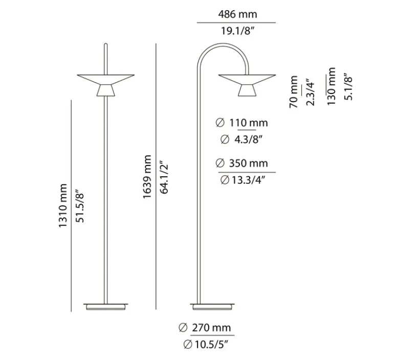 Lampadaire*Estiluz Lampadaire, Belt, P-4149MG, , LED, dim, 2700K, 725 lm, Ø48,6cm, H163,9cm - champagne