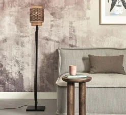 Lampadaire, Bhutan S, naturel, noir, L20cm, H135cm - Good&Mojo