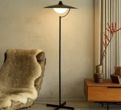 Lampadaire*DCW éditions Paris Lampadaire, Biny Floor, , LED, dim, 2700K, 900 lm, Ø55cm, H159,8cm - noir