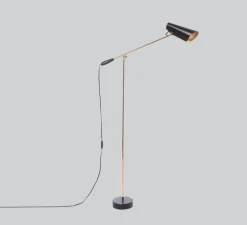 Lampadaire, Birdy, noir, laiton, H133cm, L67cm - Northern