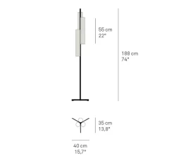 Lampadaire*LZF Lampadaire, Black Note TR, , LED, 3000K, 858lm, L35cm, H188cm - cerisier, métal finition noir mat
