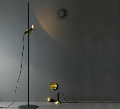 Lampadaire, Blend, laiton, noir, L28cm, H150cm - Pholc