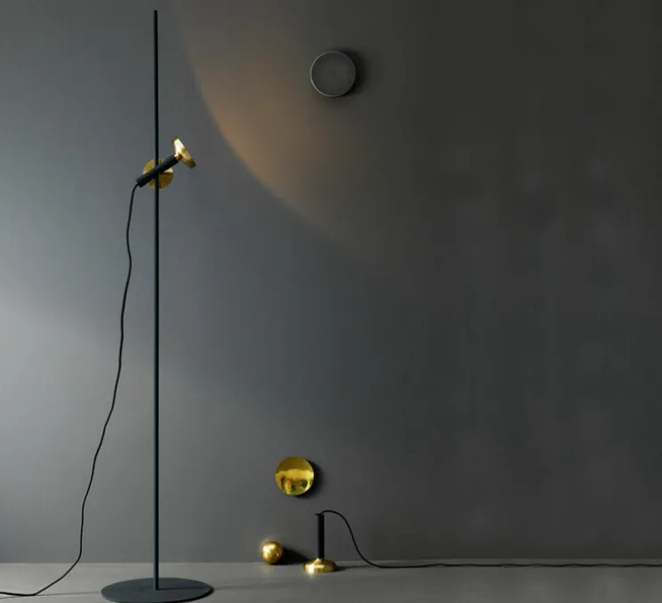 Lampadaire, Blend, laiton, noir, L28cm, H150cm - Pholc