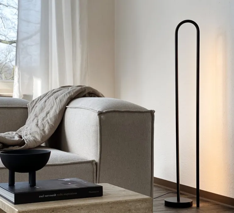 Lampadaire, Bow, noir, LED, dim, 2700K, 2880 lm, L12cm, H120cm - Nexia