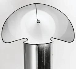 Lampadaire, Chiara, acier inox et blanc, bordure noire, L72cm, H145cm - Flos