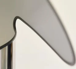 Lampadaire, Chiara, acier inox et blanc, bordure noire, L72cm, H145cm - Flos