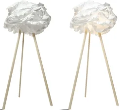 Lampadaire*Proplamp Lampadaire, Cloud, , pied bois, Ø90cm, H159cm - blanc